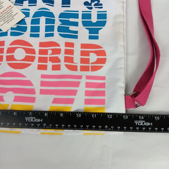 Walt Disney World 1971 Cinch Sack Tote Mickey Mouse Rainbow Colors Disney Parks - Picture 8 of 12